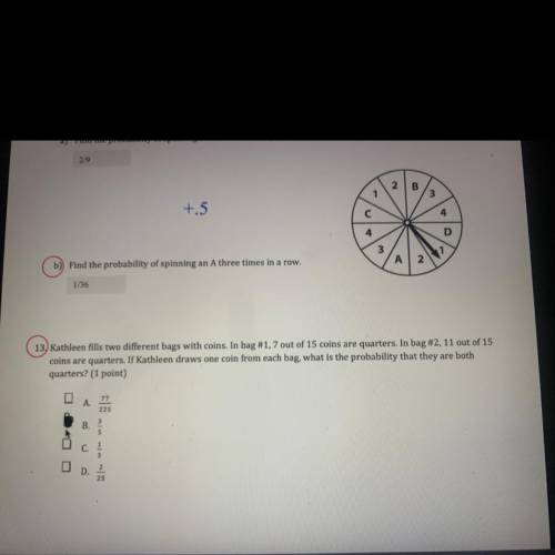 Find the probability of spinning an A 3 times