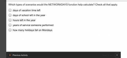 Which types of scenarios would the NETWORKDAYS function help calculate? Check all that apply.

day