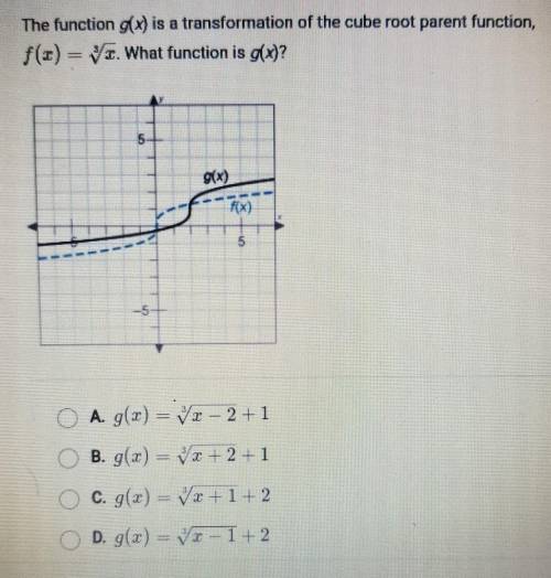 The function g(x) is a transformation of the cube root parent function, f(x) = yr What function is
