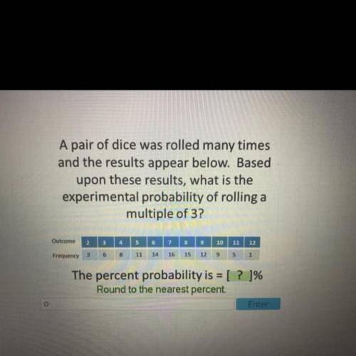 PLEASE HELP

A pair of dice was rolled many times and the results appear below. Based upon these r