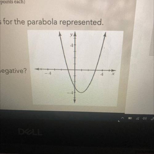 Answer the following 3 questions for the parabola represented.

State the x- and y-intercepts.
1.