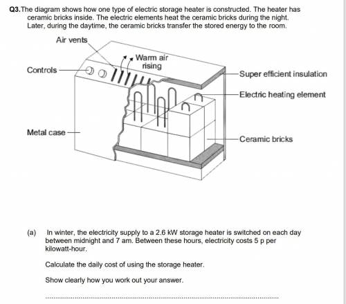 Calculate the daily cost of using the storage heater.