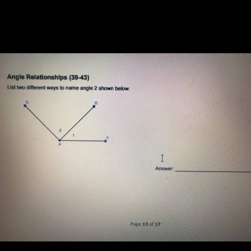 List 2 different ways to name angle 2 shown below.