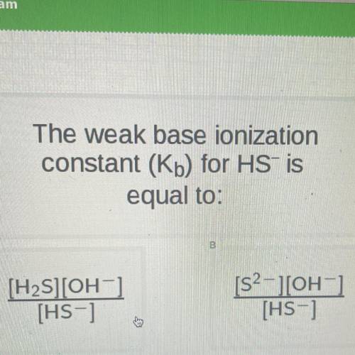 The weak base ionization
constant (Kb) for HS is
equal to: