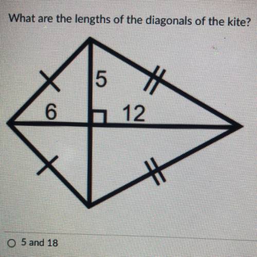What are the lengths of the diagonals of the kite?
