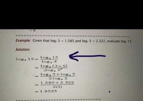 Why do we divide log2(4) by 15 and why log4(15) turned to log2(15) i need deep explanation and unde