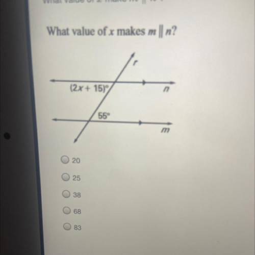 What value of x makes m/n(pls show work)