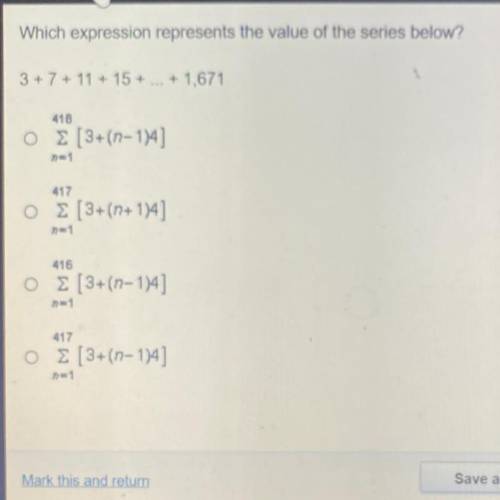 Which expression represents the value of the series below?