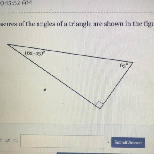 (6x+15)°
63° triangle