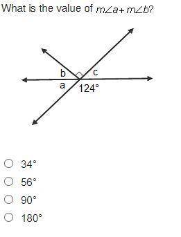What is the value of Measure of angle a + measure of angle b