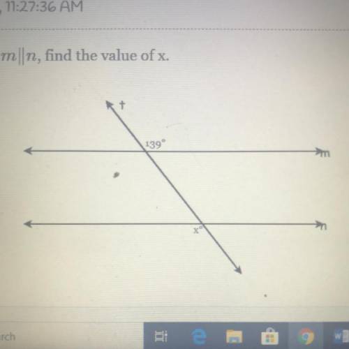 十
139°
x° find the value of x.