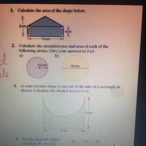 Calculate the area of the shape