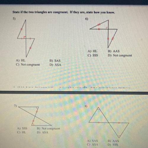 State of the two triangles are congruent