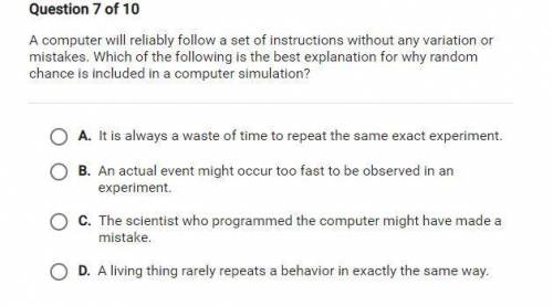 A computer will reliably follow a set of instructions without any variation or mistakes. which of t