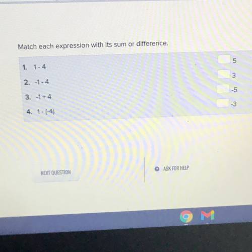 Match each expression with its sum or difference