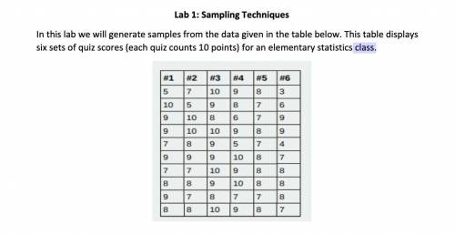 4. Create a systematic sample of 12 quiz scores.o Use the numbering 1 through 60.o Calculate [Note: