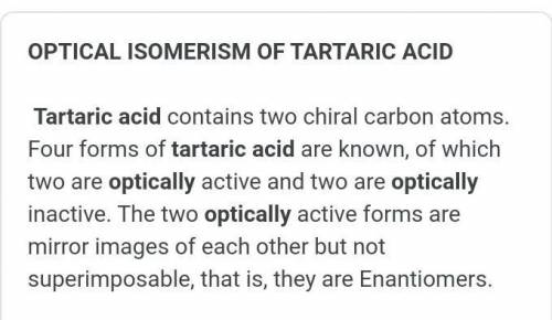 Show Optical Isomerism of Tartaric acid?