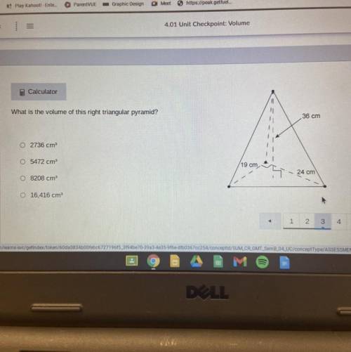 What is the volume of this right triangular pyramid?

1. 2736
2. 5472
3. 8208
4. 16,416