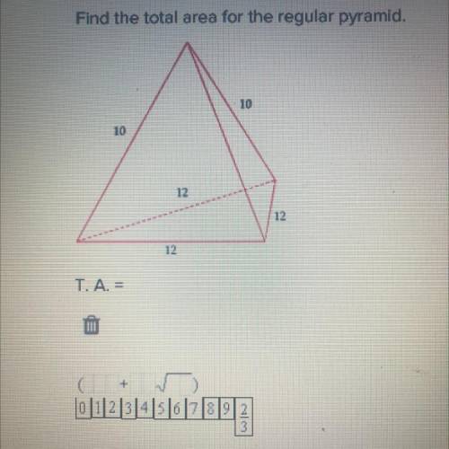 Find the total area for the regular pyramid.