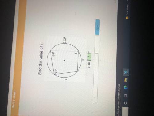 Find value of z in circle 93,80,z