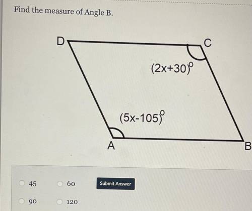 Find the measure of Angle B