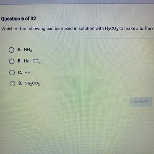 Which of the following can be mixed in solution with H2CO3 to make a buffer?