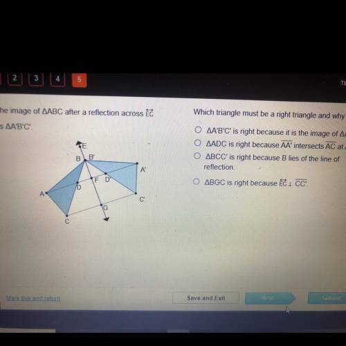 Which triangle must be a right triangle and why?

O AA'B'C' is right because it is the image of AA