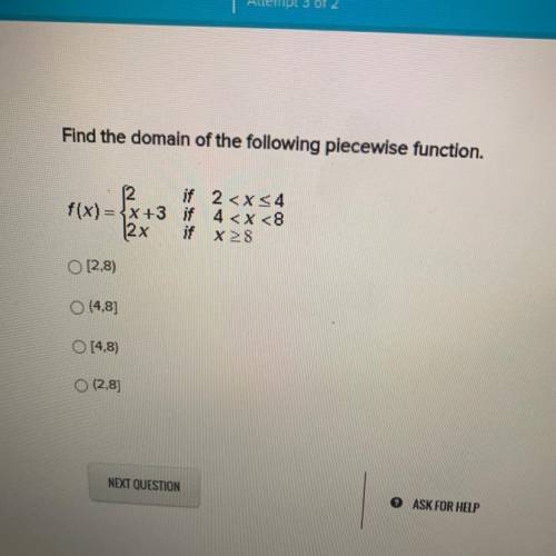 Find the domain of the following piecewise function.