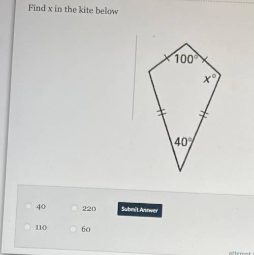 Find x in the kite below