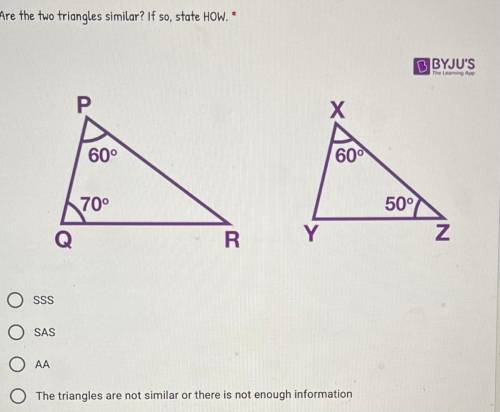 Are the two triangles similar. If so, State how
