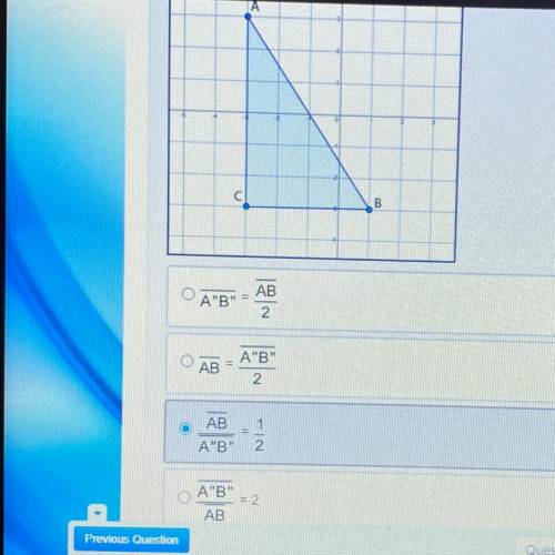 Triangle A'B'C' is formed using the translation (x + 2 y + 0) and the dilation by a scale factor of