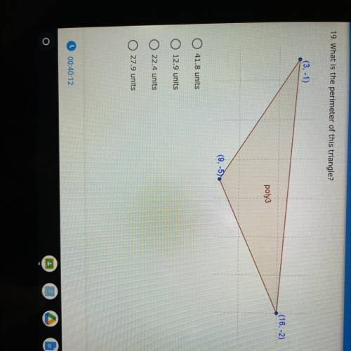 What is the perimeter of this triangle the given points are (3,-1)(16,-2)(9,-5)