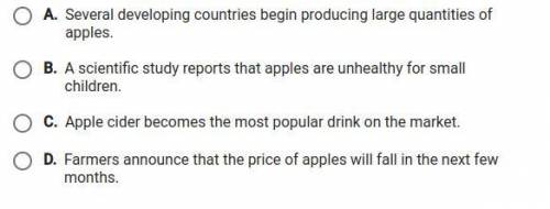 Which situation would most likely cause demand for apples to increase