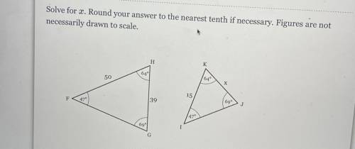 Solve for x. Round your answer to the nearest tenth if necessary