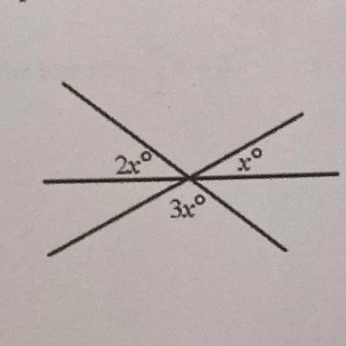 14. In this picture, three straight lines intersect at a point. Form an equation in x and solve for