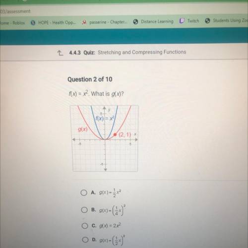F(x) = x2. What is g(x)?
need help asap!!!