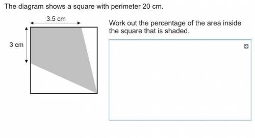 The diagram shows a square with perimeter 20cm

work out the percentage of the area shaded inside