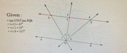 Help find angles Q and U and explain reasoning. need help