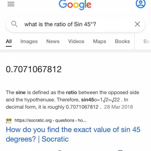 What is the ratio of Sin 45°?​