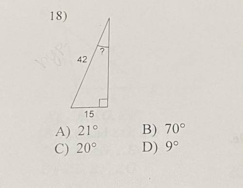 Find the measure of the indicated angle to the nearest degree using trig functions. (if you can als