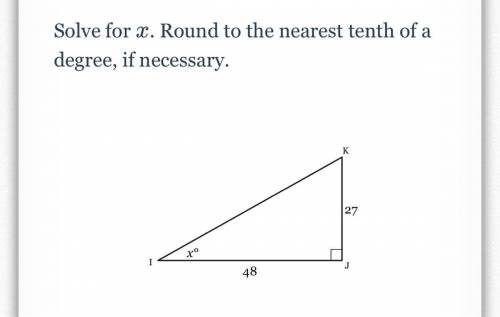 Solve for x. Round to the nearest tenth of a degree, if necessary