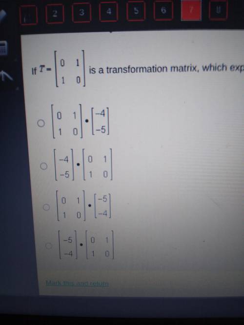 The diagram below shows vector v. Of T =[1 0]

 [0 1] 
is a transformation matrix, which expressio