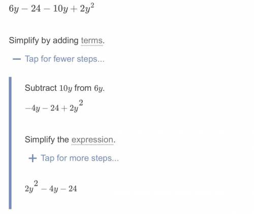 Simplity the expression.
3(2y - 8) - 2y(5 - y)