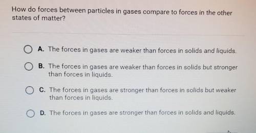 How do forces between particles in gases compare to forces in the other states of matter?​