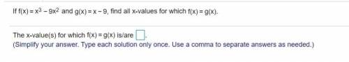 The​ x-value(s) for which ​f(x)​g(x) ​is/are ___