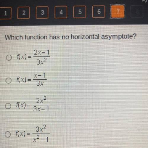 Which function has no horizontal asymptote?