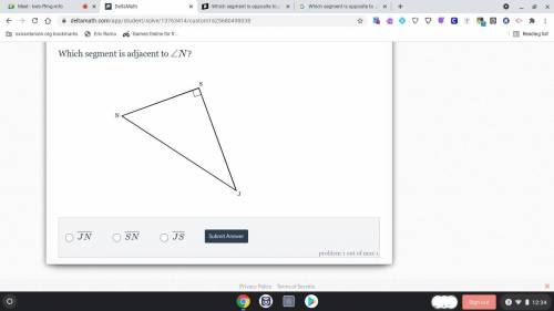 Which segment is adjacent to∠N?