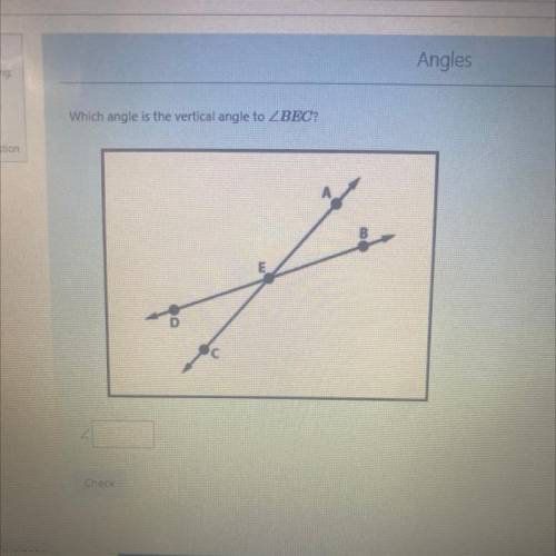 Which angle is the vertical angle toBEC