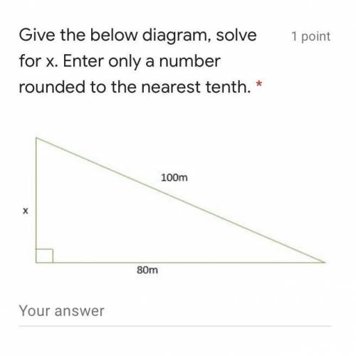 Given the diagram below, solve for x. Enter only a number rounded to the nearest tenth
