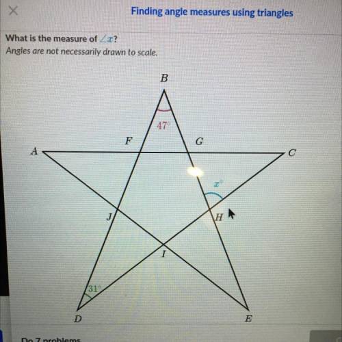 What is the measure of angle x. Please help I don’t understand!
